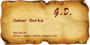 Geher Dorka névjegykártya